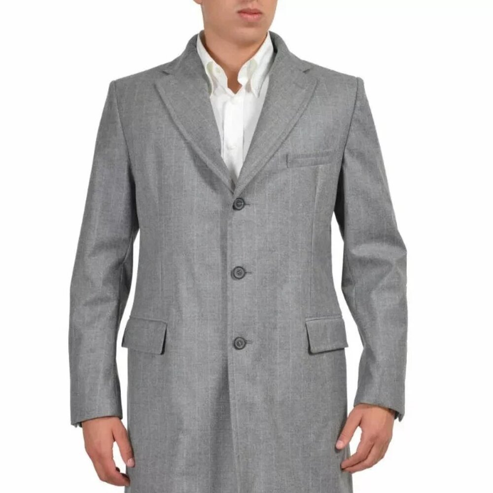 Ballantyne Gray 100% Wool Three Button Coat Retail $1050 Size XL